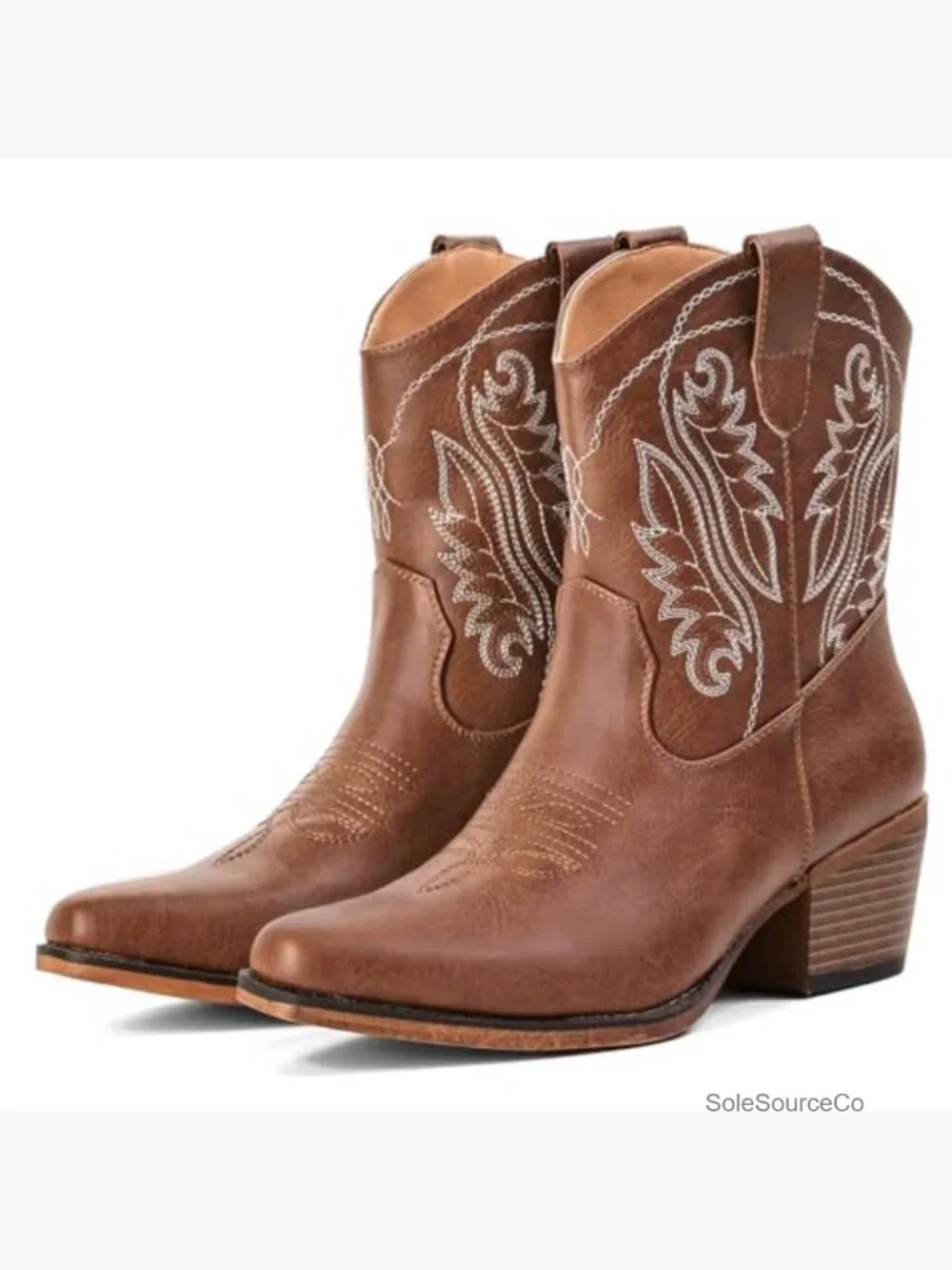 Embroidered Snip Toe Chunky Heel Ankle Cowgirl Boots Festival Western Booties
